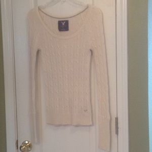 AE Outfitters Cream Classic Cable Knit Sweater
